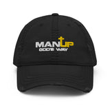 ManUp Distressed Dad Hat - Man Up God's Way